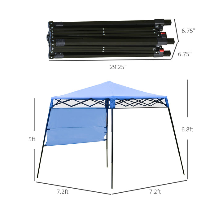Outsunny 7' x 7' Garden Foldable Pop Up Gazebo Tent with Backpack & Adjustable Legs Outdoor Party Canopy, Blue & Black