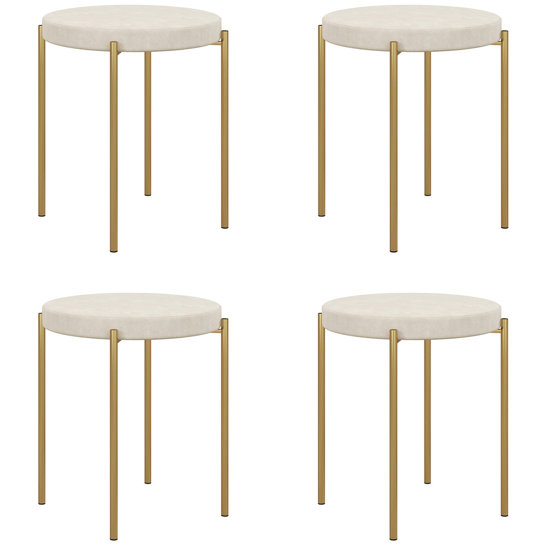 HOMCOM Backless Round Dining Chairs, Modern Stacking Stools Set of 4, Kitchen Chairs with Metal Legs, Black