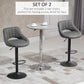 HOMCOM Bar Stools Set of 2, Swivel Counter Height Barstools with Adjustable Height, Linen Upholstered Bar Chairs with Round Metal Base and Footrest, Blue