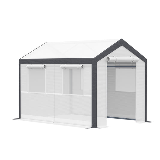 Outsunny 6.6' x 10' x 7' Heavy Duty Walk-In Greenhouse Vegetable Seed Growth Tent Outdoor Plant Growing Tunnel Warm House Flower Shed Backyard White