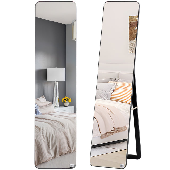 HOMCOM Full Length Mirror for Bedroom, Free Standing Dressing Mirror, Wall Mirror with Wood Frame, 15" x 61", Black