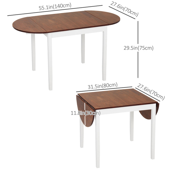 HOMCOM Solid Wood Kitchen Table, Drop Leaf Tables for Small Spaces, Folding Dining Table, Brown