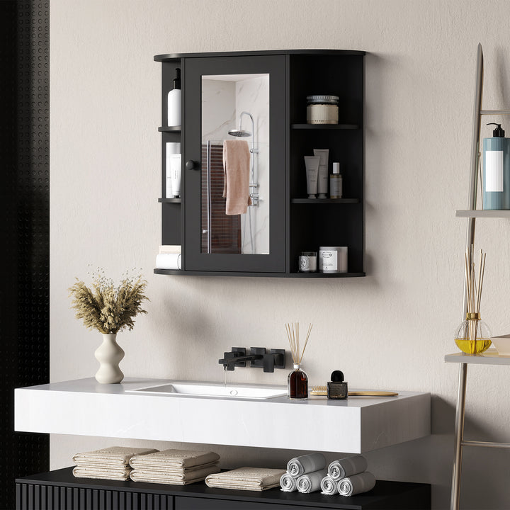 HOMCOM Mirrored Bathroom Wall Cabinet Wall Mounted Medicine Cabinet with Door & Shelves, White