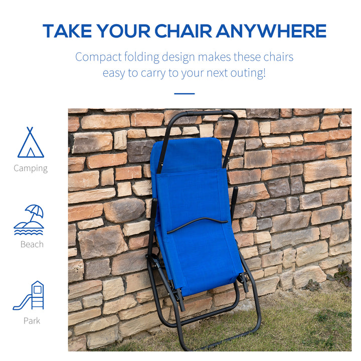 Outsunny Foldable Patio Lounge Chair, Outdoor Beach Lounger with Breathable Mesh Fabric, Zero Gravity Chair with Reclining, Footrests, and Armrests, for Garden, Pool, Blue