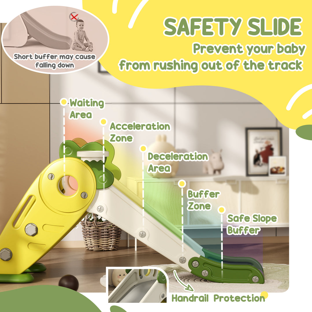 Qaba 3 in 1 Foldable Toddler Slide with Basketball Hoop, Climber, for 1-3 Years Old, Yellow