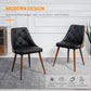 HOMCOM Dining Chairs Set of 2, Tufted Kitchen Chairs, PU Leather Upholstered Seats and Steel Legs for Dining Room, Black