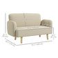 HOMCOM Velvet Feel Fabric 2 Seater Sofa, Small Sofa Loveseat with 8.3" Thick Padding and Wood Legs, Grey