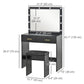 HOMCOM Makeup Vanity Desk Set with Stool, Dressing Table with LED Lighting Mirror, Drawers, for Bedroom, Black
