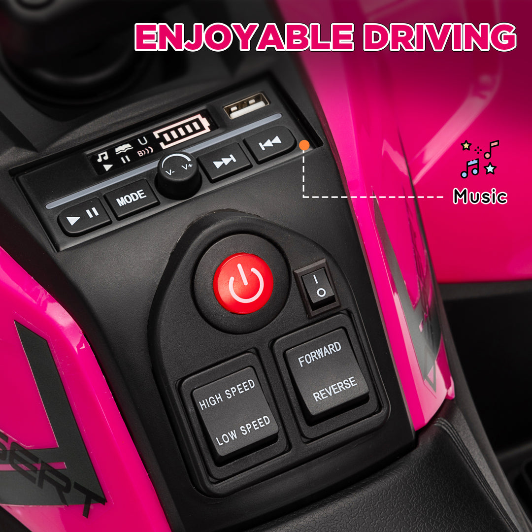 Qaba Kids ATV, 12V Battery Powered Electric Ride on Toy w/ Spring Suspension, Storage Basket, High & Low Speed, Green