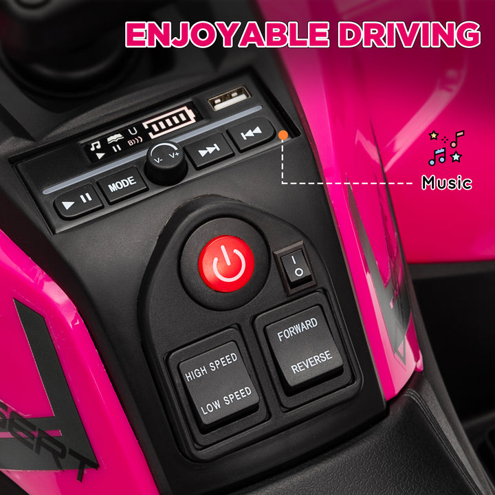 Qaba Kids ATV, 12V Battery Powered Electric Ride on Toy w/ Spring Suspension, Storage Basket, High & Low Speed, Green