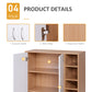 HOMCOM 35.5" Shoe Cabinet, 3-Tier Free Standing Shoe Storage Cabinet with Adjustable Shelves and 5 Open Cubes for Entryway, Hallway, Living Room, Natural