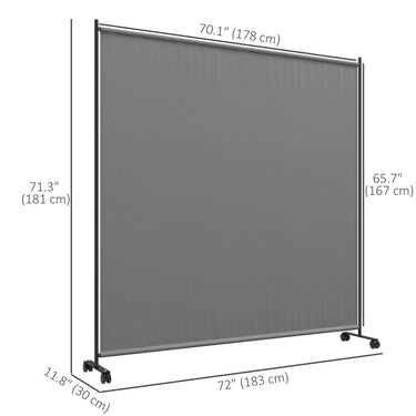 Outsunny Outdoor Room Divider with Castor Wheels, Rolling Privacy Screen for Patio Backyard Pool Hot Tub, 6ft Tall