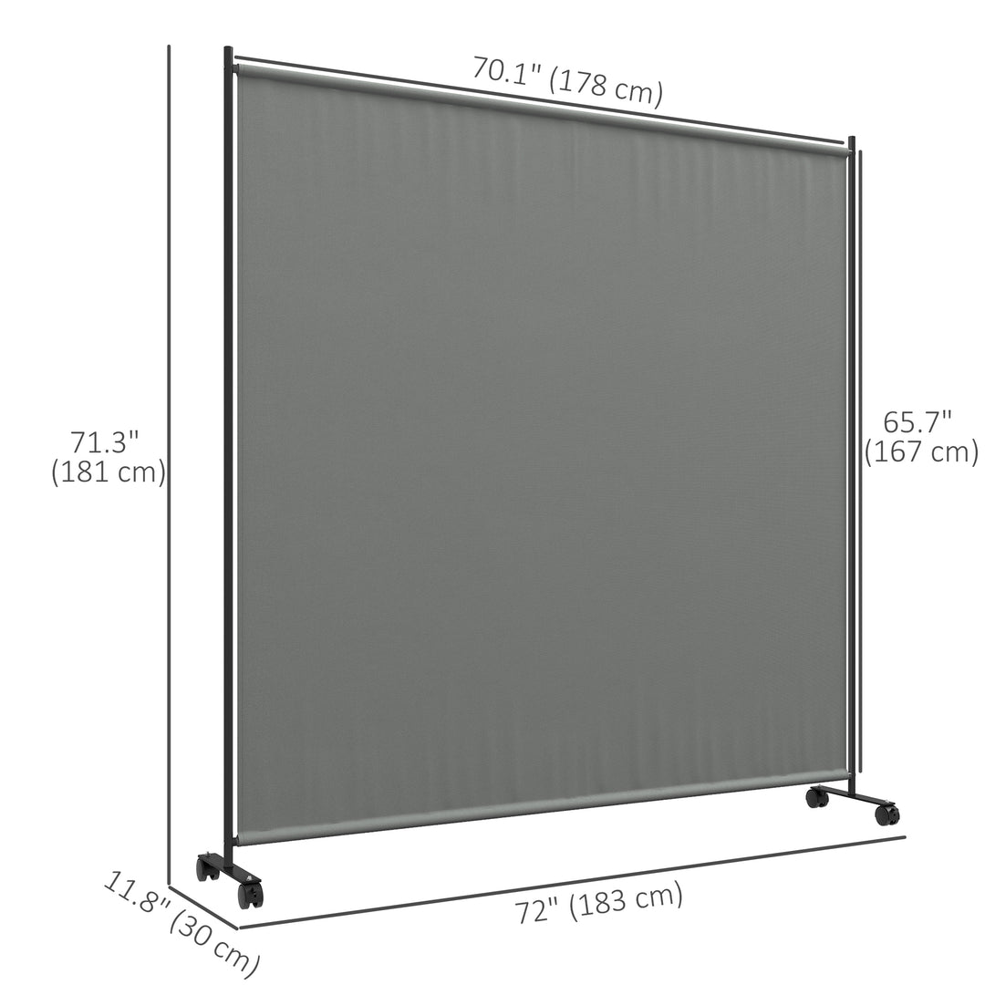 Outsunny Outdoor Room Divider with Castor Wheels, Rolling Privacy Screen for Patio Backyard Pool Hot Tub, 6ft Tall