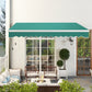 Outsunny 13' x 8' Manual Retractable Patio Awning Sun Shade Outdoor Deck Window Door Canopy Shelter Aluminum Frame Dark Green