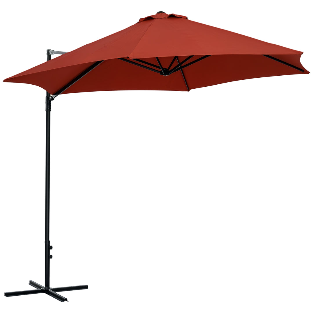 Outsunny 8.5FT Outdoor Cantilever Roma Parasol with 360° Rotation and Cross Base, Offset Patio Umbrella for Garden, Dark Grey