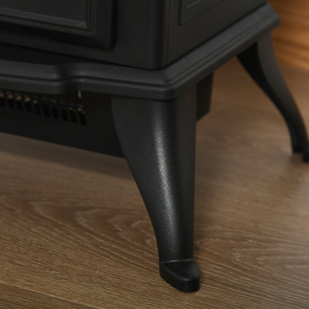 HOMCOM Free Stand Electric Fireplace Stove Heater with Adjustable LED Flame Effect and Front Door, 750W/1500W, Black