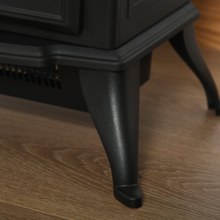 HOMCOM Free Stand Electric Fireplace Stove Heater with Adjustable LED Flame Effect and Front Door, 750W/1500W, Black