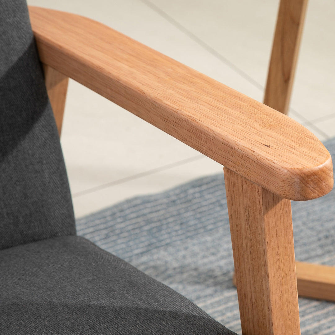 HOMCOM Mid-Century Modern Accent Chair Retro Fabric Armchair Wooden Arm Upholstered Lounge Chair for Living Room Floral