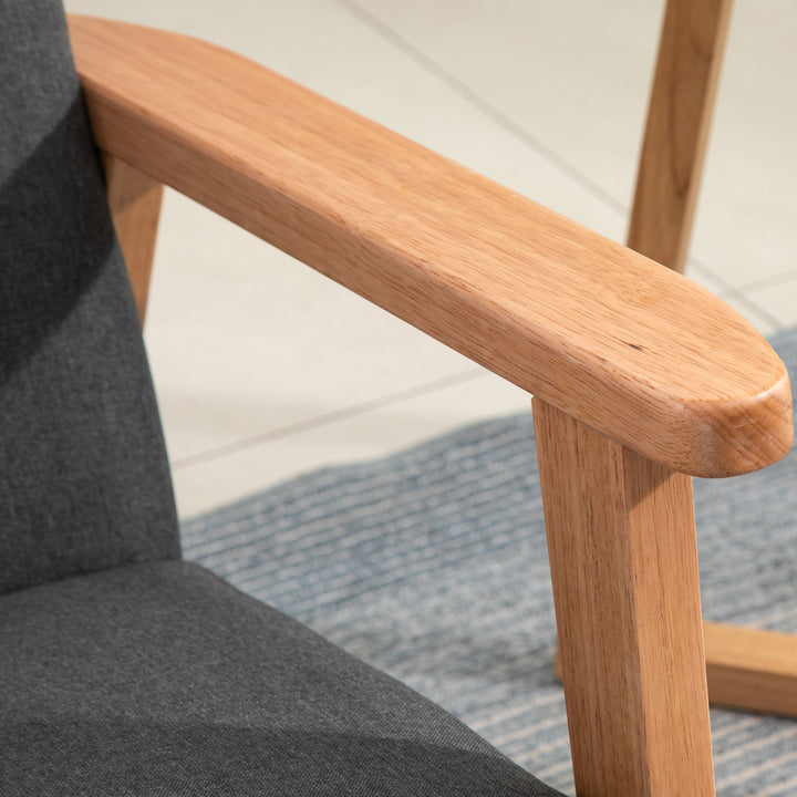 HOMCOM Mid-Century Modern Accent Chair Retro Fabric Armchair Wooden Arm Upholstered Lounge Chair for Living Room Floral