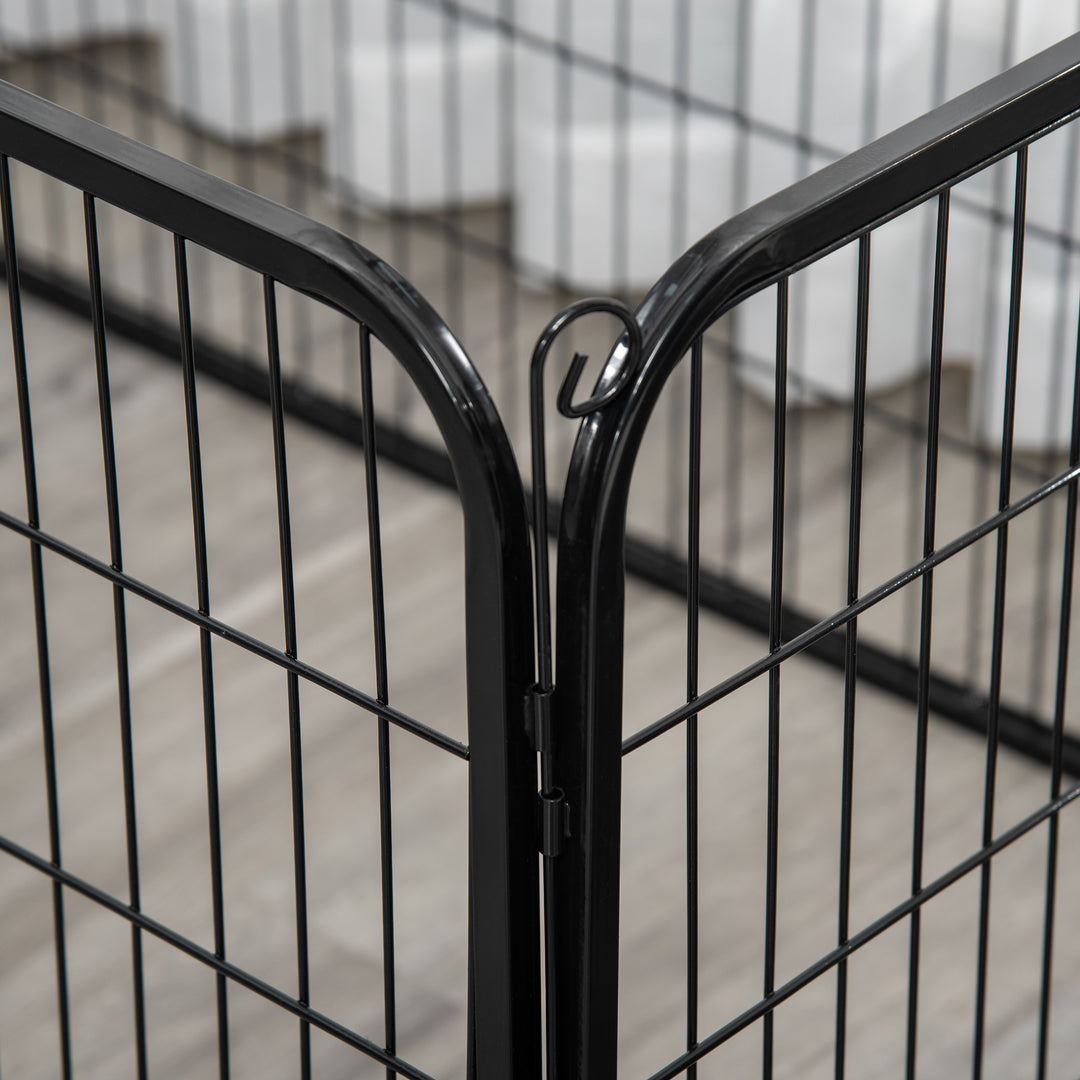 PawHut 32"W 4-Panel Metal Dog Pen Exercise Pet Playpen Dog Indoor/Outdoor Fence, Black