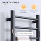 HOMCOM 8-Bar Heated Towel Warmer Rack with Built-in Timer and LED Indicators, Wall Mounted & Free Standing Carbon Steel Electric Towel Bar with Adjustable Temperature, White
