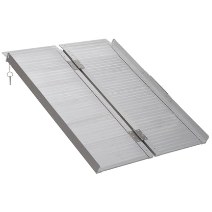 HOMCOM 3ft Textured Aluminum Folding Wheelchair Ramp, Portable Threshold Ramp, for Scooter Steps Home Stairs Doorways