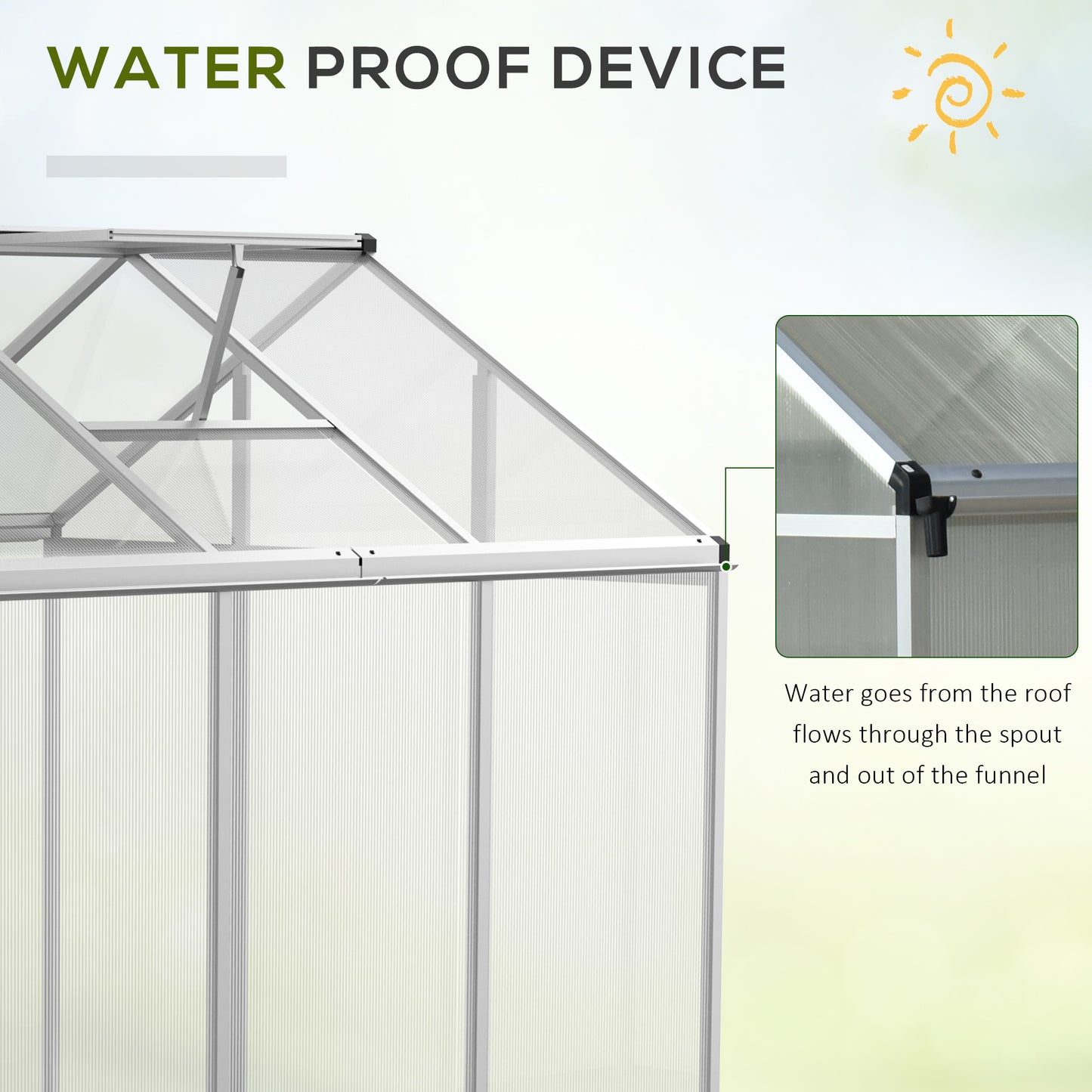 Outsunny 6' x 10' x 6.4' Walk-in Garden Greenhouse Polycarbonate Panels Plants Flower Growth Shed Cold Frame Outdoor Portable Warm House Aluminum Frame, Silver