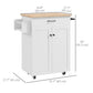 HOMCOM Modern Rolling Kitchen Island Cart with Drawer, Natural Wood Top, Towel Rack, Door Storage Cabinet, Distressed Black