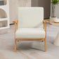 HOMCOM Mid-Century Modern Accent Chair Retro Fabric Armchair Wooden Arm Upholstered Lounge Chair for Living Room Floral