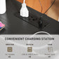HOMCOM Modern NightStands Set of 2 with Charging Station, Storage, Glass Decorative Door for Bedroom, Living Room, Black