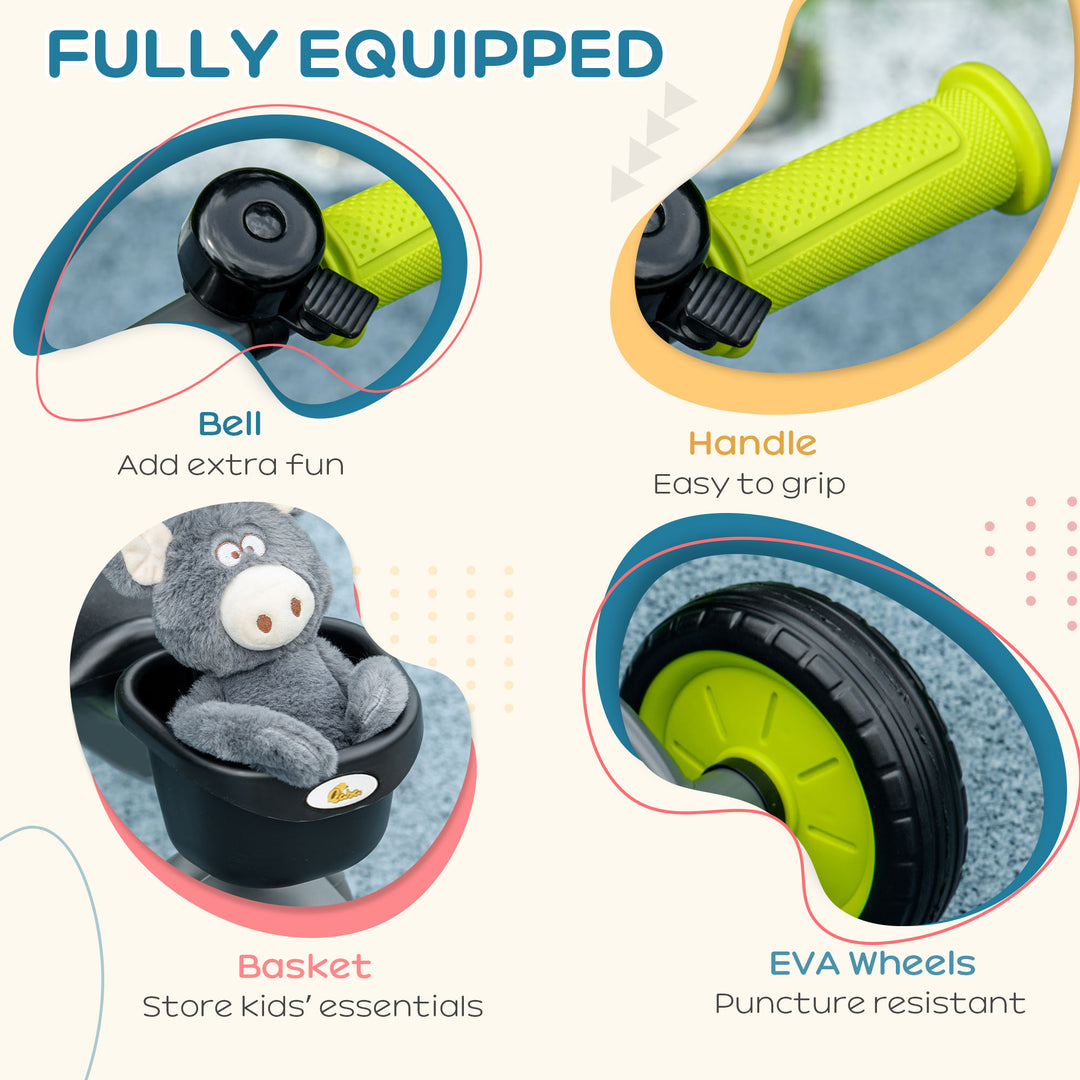 Qaba Tricycle for Toddler 2-5 Year Old Girls and Boys, Toddler Bike with Adjustable Seat, Basket, Bell, White