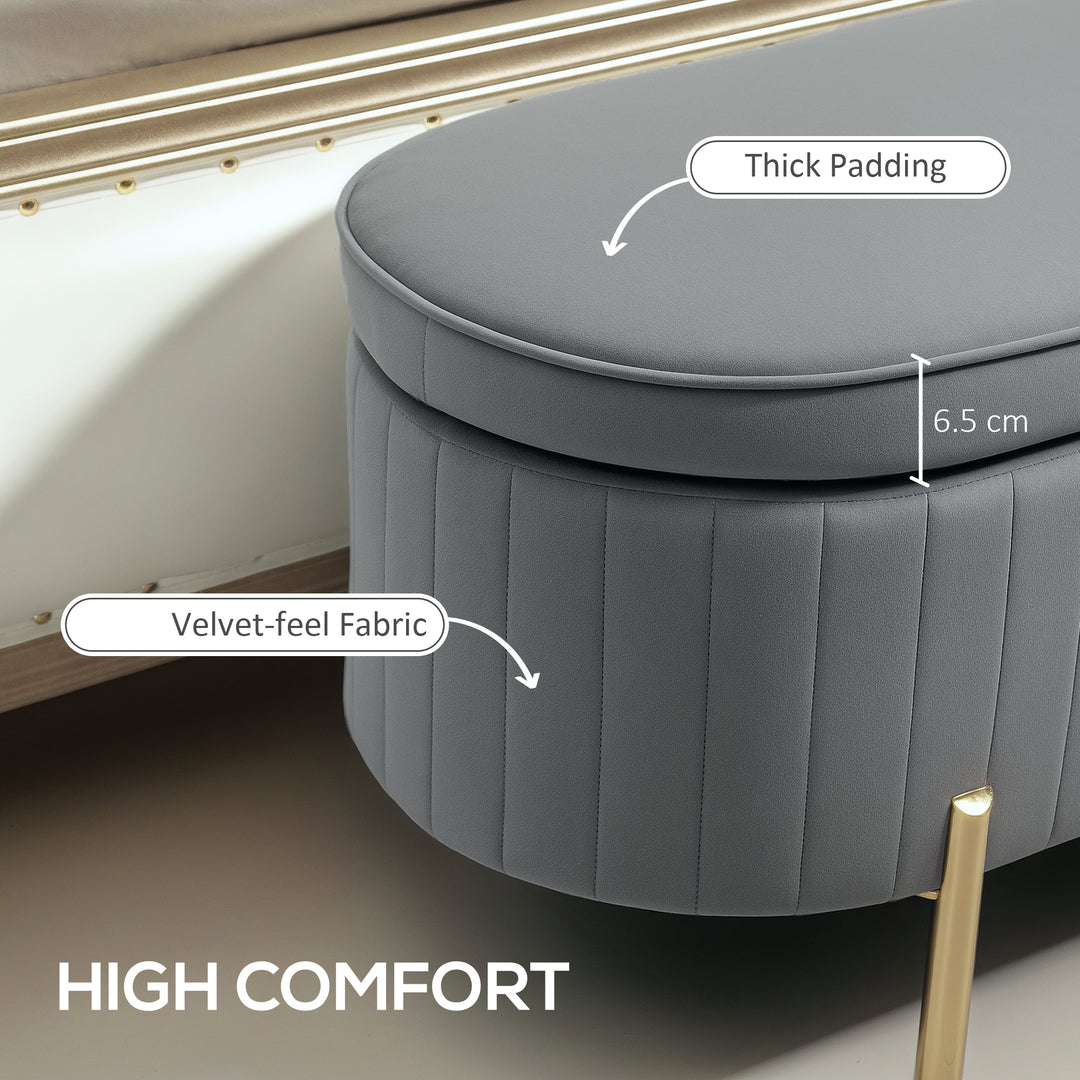 HOMCOM Upholstered Bedroom Bench, Channel Tufted Ottoman Bench with Thick Padding and Metal Legs, Cream White