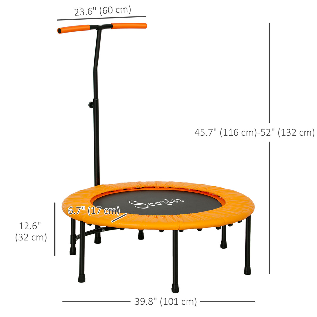 Soozier 39" Mini Exercise Trampoline w/ Adjustable T-Bar Indoor Fitness Rebounder Black