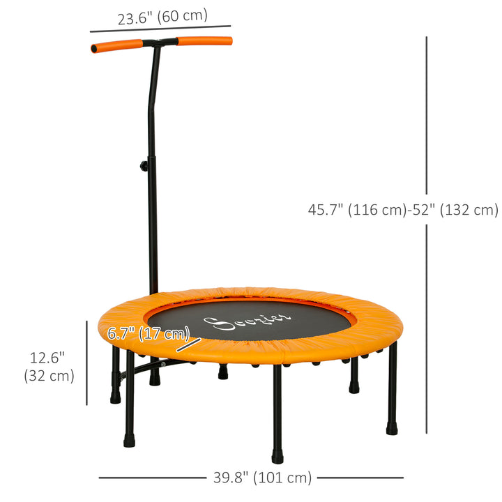 Soozier 39" Mini Exercise Trampoline w/ Adjustable T-Bar Indoor Fitness Rebounder Black