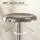 HOMCOM Steel Bar Stools Set of 2, Adjustable Counter Height Round Breakfast Barstools, Industrial Swivel Bar Chairs, Silver