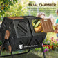 Outsunny Rotating Composter, Dual Chamber Compost Bin with 24 Vents and Steel Legs, 34.5 Gallon, Brown