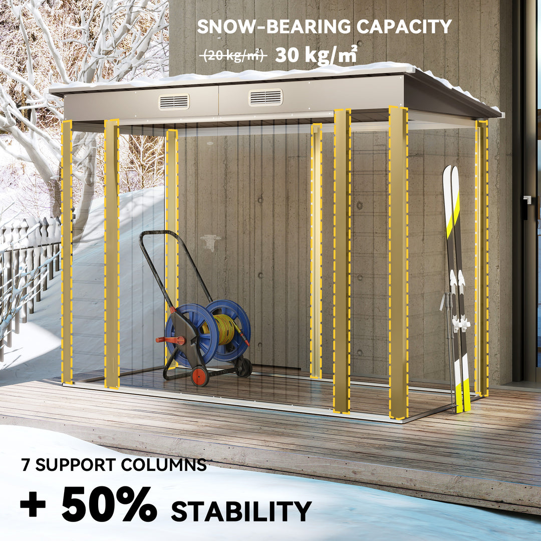 Outsunny 8 x 4FT Galvanized Garden Storage Shed, Metal Outdoor Shed with Double Doors and 2 Vents, Light Grey