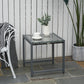 Outsunny Rattan Coffee Table, Wicker Patio Side Table with Tempered Glass Top and Aluminum Frame for Outdoor, Garden, Gray