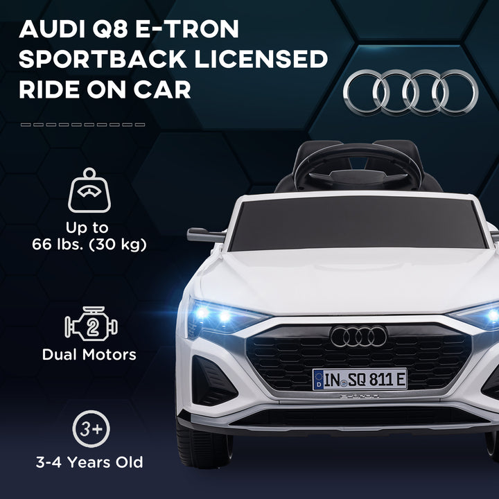 Qaba 12V Battery Powered Kids Electric Car, Audi Q8 etron Sportback Licensed Ride on Car w/ Remote Control, White