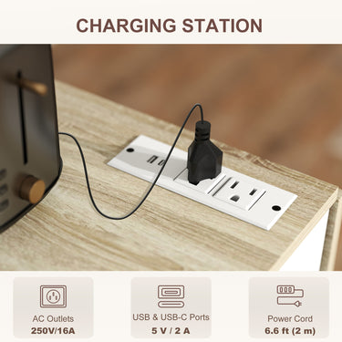 HOMCOM Kitchen Island with Storage, Rolling Kitchen Cart with Foldable Drop Leaf, Power Outlet and USB Ports, White
