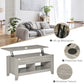 HOMCOM Lift Top Coffee Table with Hidden Storage Compartment and Open Shelves, Lift Tabletop Pop-Up Center Table for Living Room, White