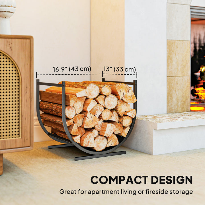 Outsunny Firewood Rack Outdoor, 17 Inch Heavy Duty Log Holder for Indoor Fireplace Storage, Outdoor Curved Fire Wood Organizer