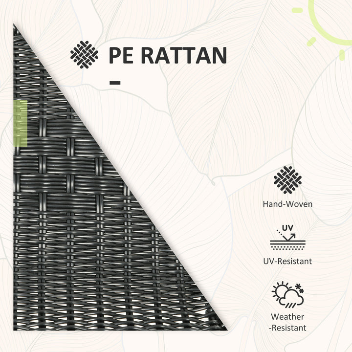 Outsunny 3 Pieces Outdoor Wicker Furniture Set with 2 Stackable Chairs, Tempered Glass Coffee Table for Garden, Backyard, Black