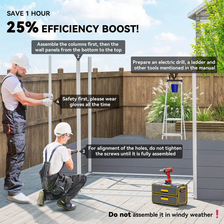 Outsunny 8' x 6' Plastic Garden Storage Shed with Latch Door, Vents, Sloped Roof, Light Grey