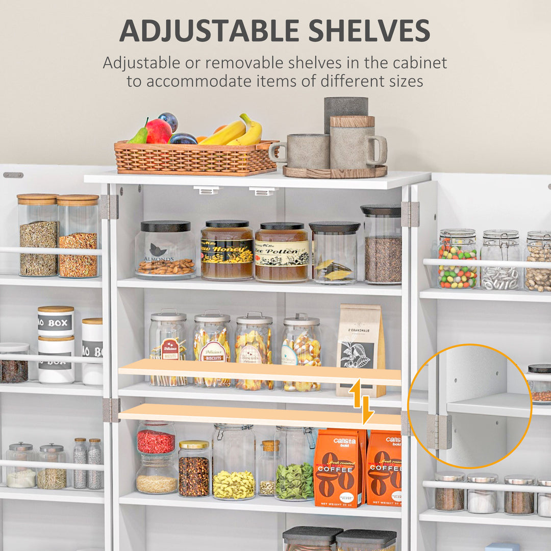 HOMCOM 44" Storage Cabinet, 2-Door Kitchen Pantry Cabinet with 4-tier Shelving, 8 Spice Racks and Adjustable Shelves