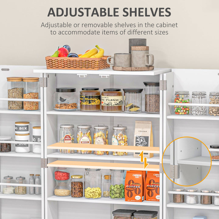HOMCOM 44" Storage Cabinet, 2-Door Kitchen Pantry Cabinet with 4-tier Shelving, 8 Spice Racks and Adjustable Shelves