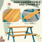 Outsunny Kids Outdoor Table Set Wooden Toddler Picnic Table and Benches for 4 Kids 3-8 Years, Easy Installation, Natural Wood