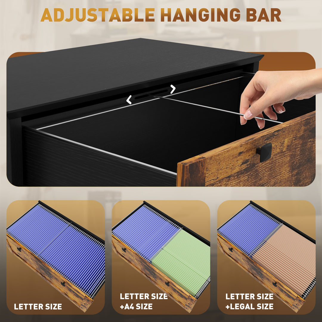 HOMCOM 2 Drawer File Cabinet, Lockable Filing Cabinet with Adjustable Hanging Bar for Letter, A4 and Legal Size, White