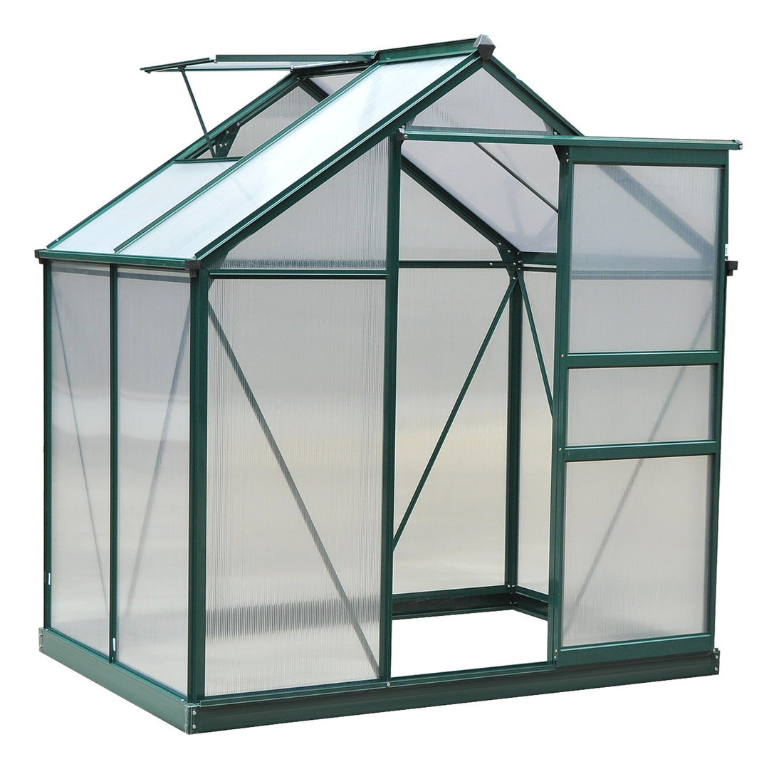 Outsunny 6.2' x 4.3' x 6.6' Clear Polycarbonate Greenhouse Large Walk-In Green House Garden Plants Grow Galvanized Base Aluminium Frame w/ Slide Door