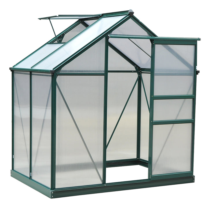 Outsunny 6.2' x 4.3' x 6.6' Clear Polycarbonate Greenhouse Large Walk-In Green House Garden Plants Grow Galvanized Base Aluminium Frame w/ Slide Door